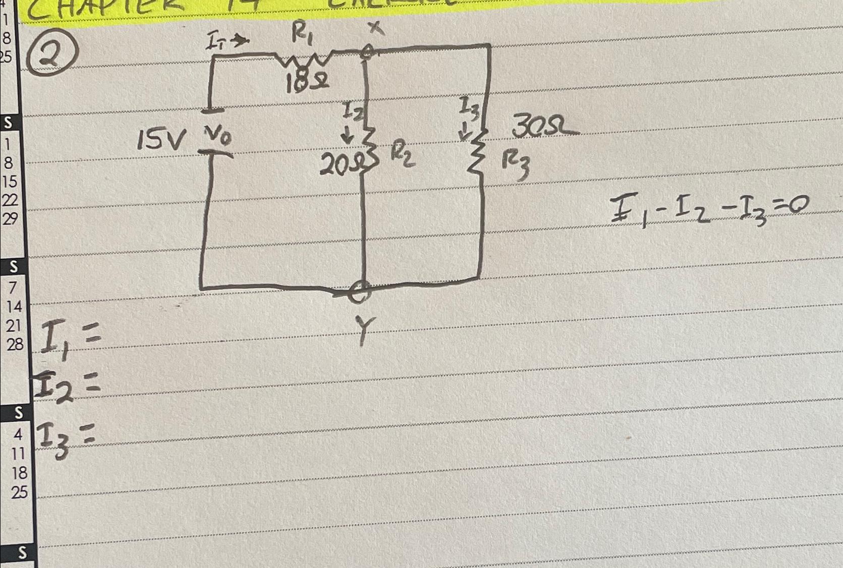 2 Solve For I1 I2 I3 Using Kirchhoffs Law Chegg