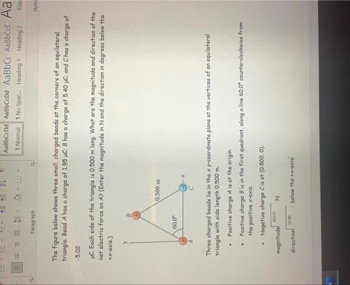 Solved The Figure Below Shows Three Small Charged Beads At Chegg