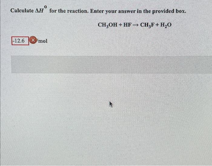 Solved Calculate H For The Reaction Enter Your Answer In Chegg