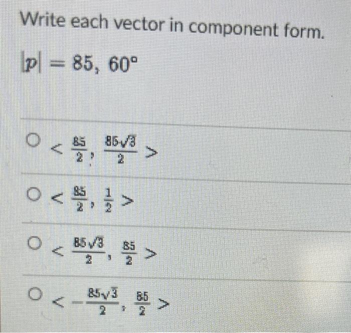 Solved Write Each Vector In Component Form Chegg