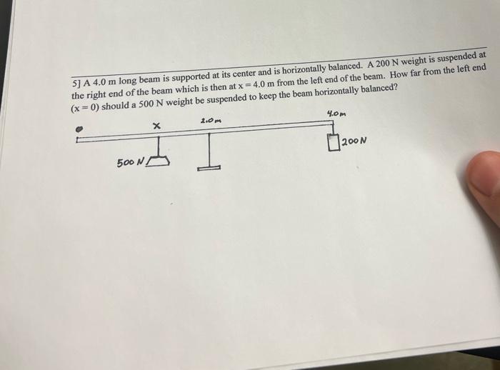 Solved A M Long Beam Is Supported At Its Center And Chegg