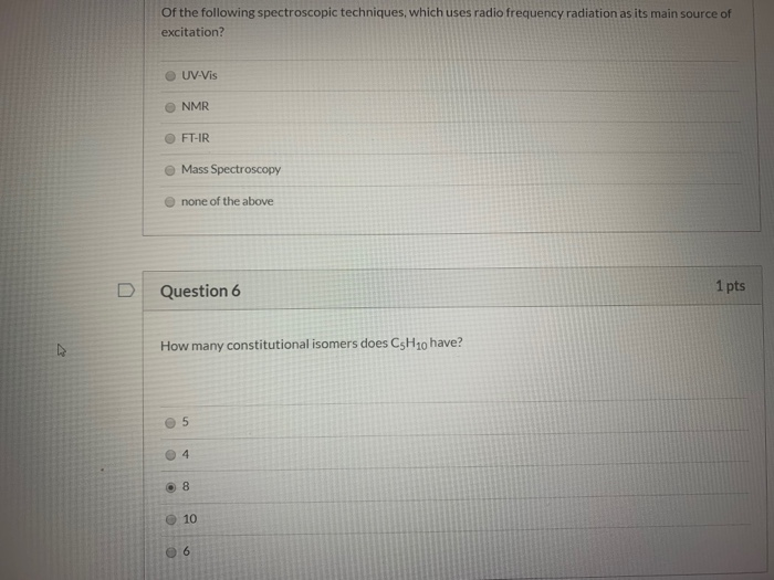 Solved Of The Following Spectroscopic Techniques Which Uses Chegg