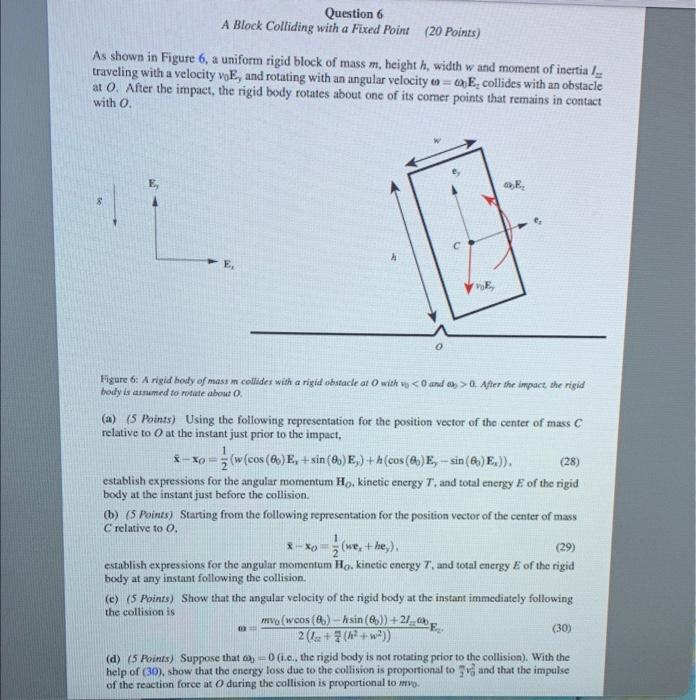 Solved As Shown In Figure A Uniform Rigid Block Of Mass Chegg