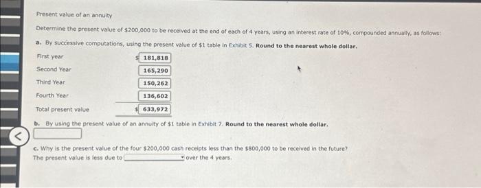 Solved Present Value Of An Annuity Determine The Present Chegg