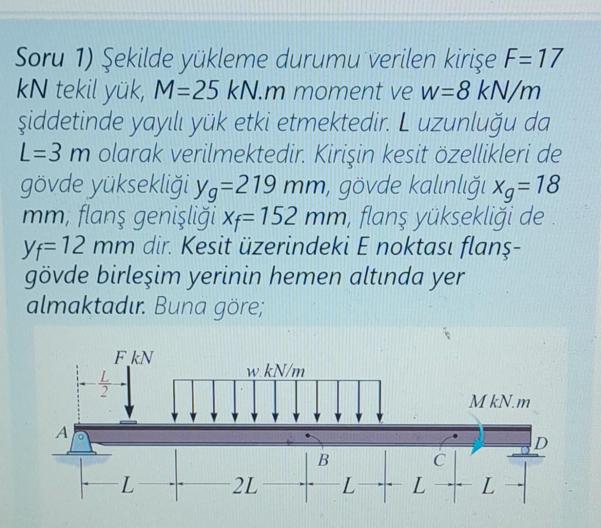 Solved Soru 1 Şekilde yükleme durumu verilen kirişe F 17 kN Chegg