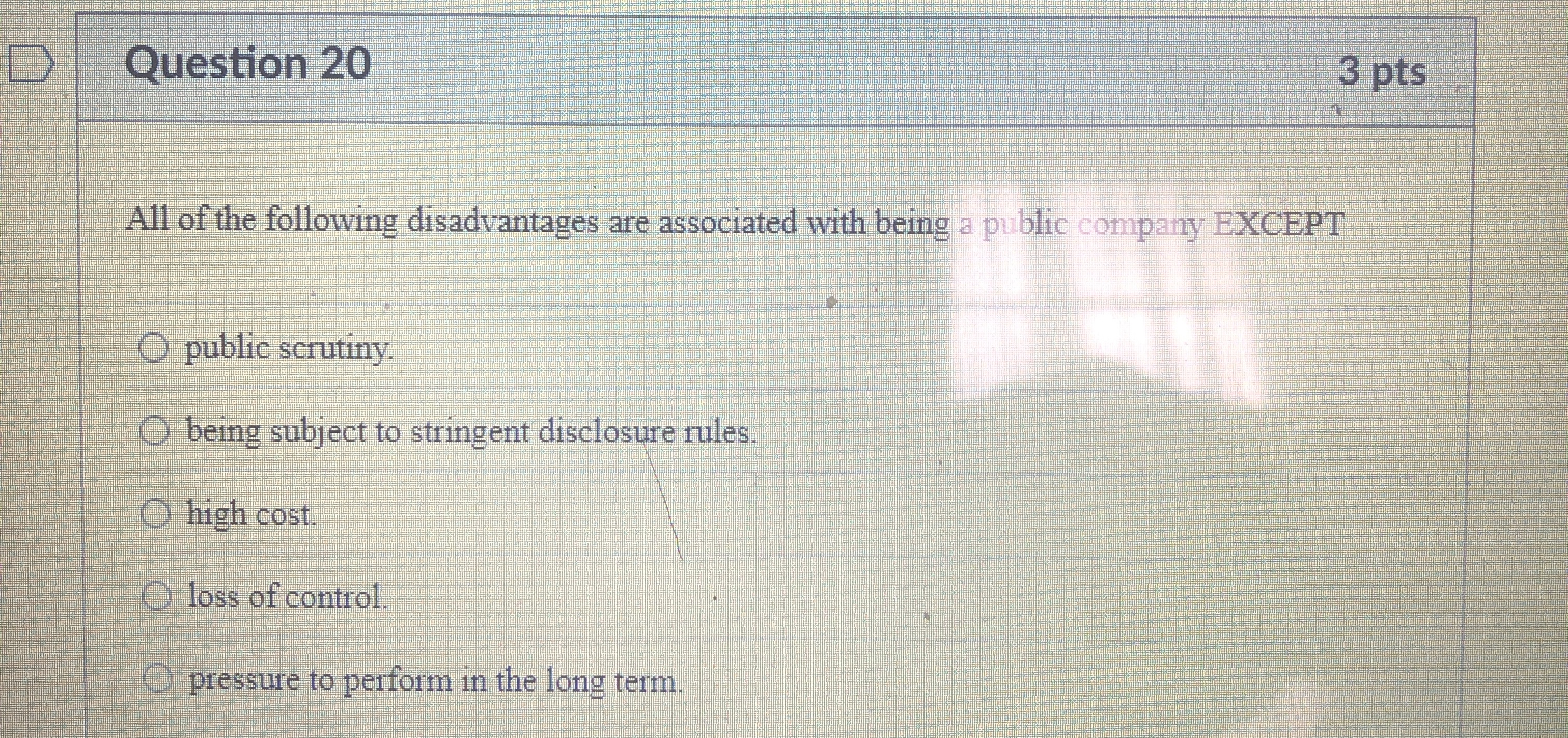 Solved Question Ptsall Of The Following Disadvantages Chegg