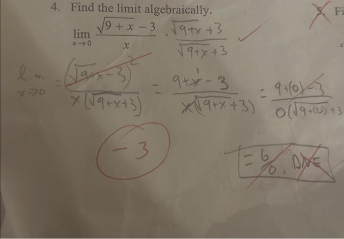 Solved Find The Limit Algebraically Please Explain With Chegg