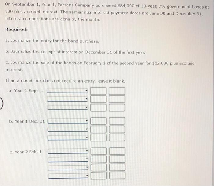 Solved On September Year Parsons Company Purchased Chegg