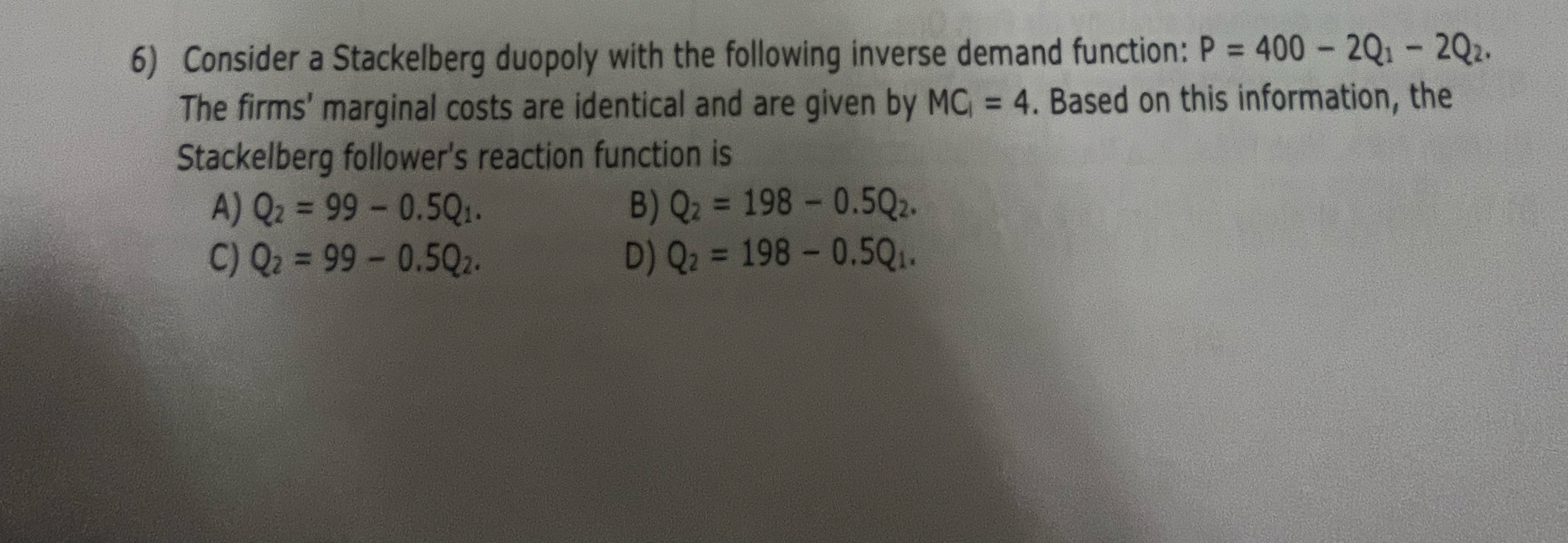 Solved Consider A Cournot Duopoly With The Following Inverse Chegg