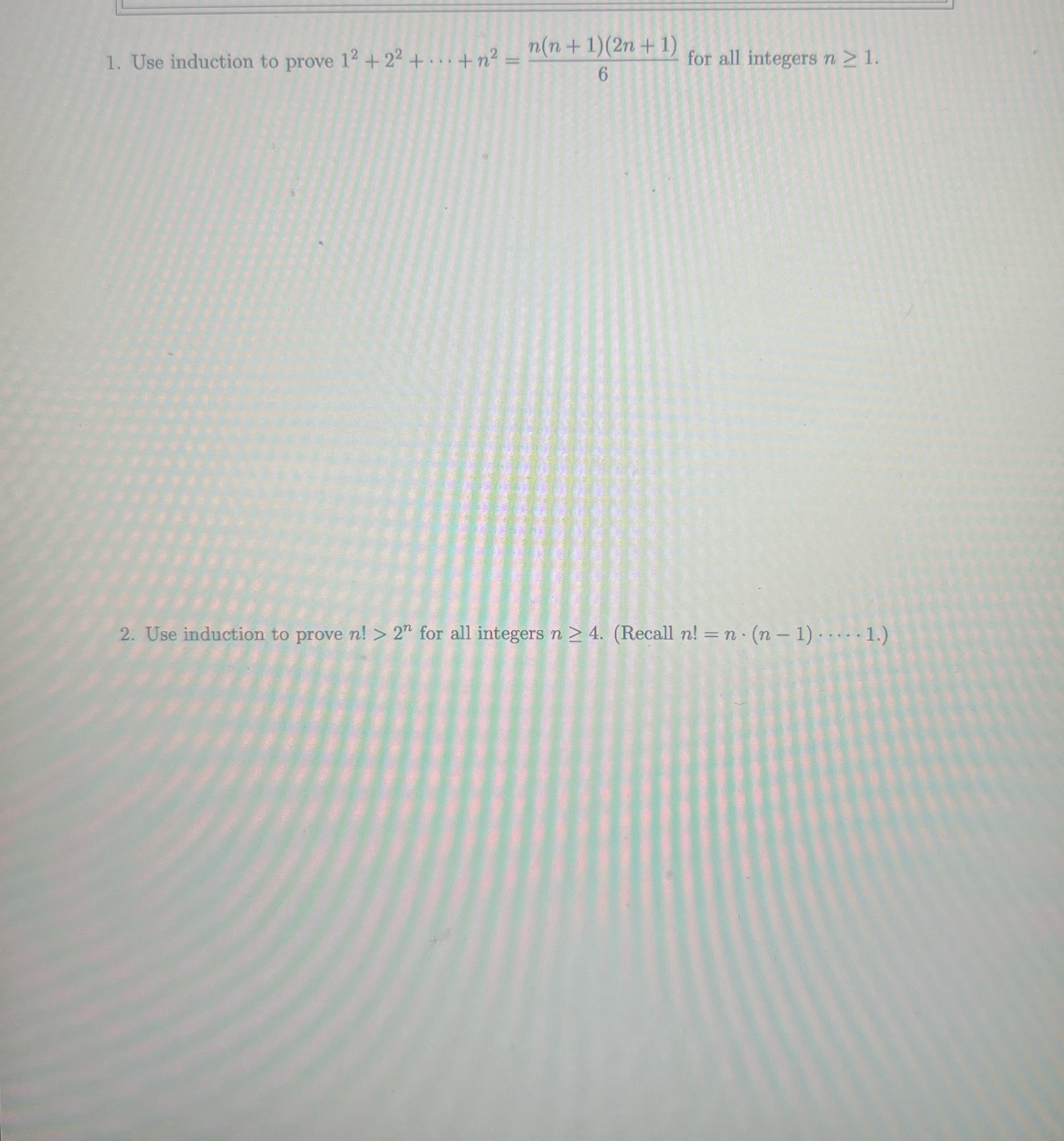 Solved Use Induction To Prove 12 22 Cdots N2 N N 1 2n 1 6 Chegg