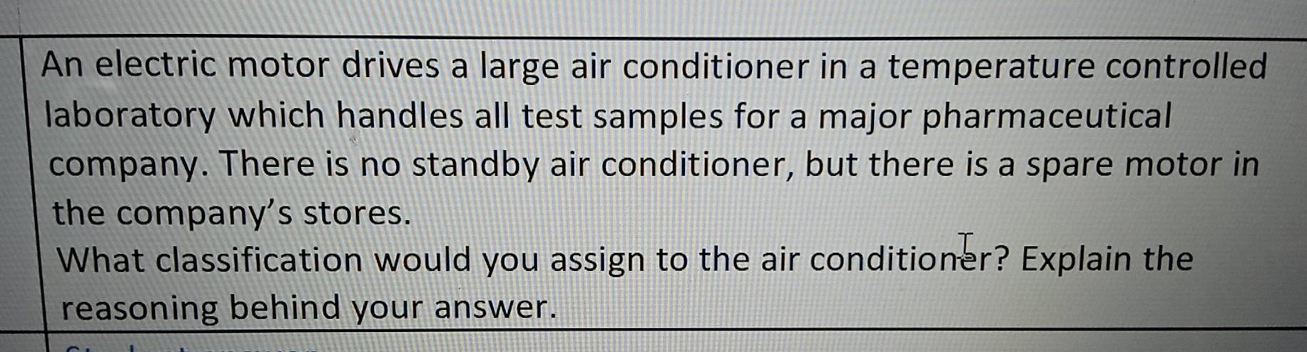 Solved An Electric Motor Drives A Large Air Conditioner In A Chegg