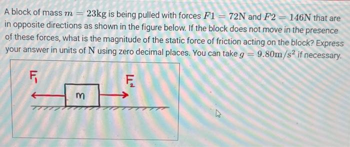 Solved A Block Of Mass M 23 Kg Is Being Pulled With Forces Chegg