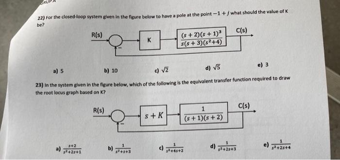 Solved For The Closed Loop System Given In The Figure Chegg