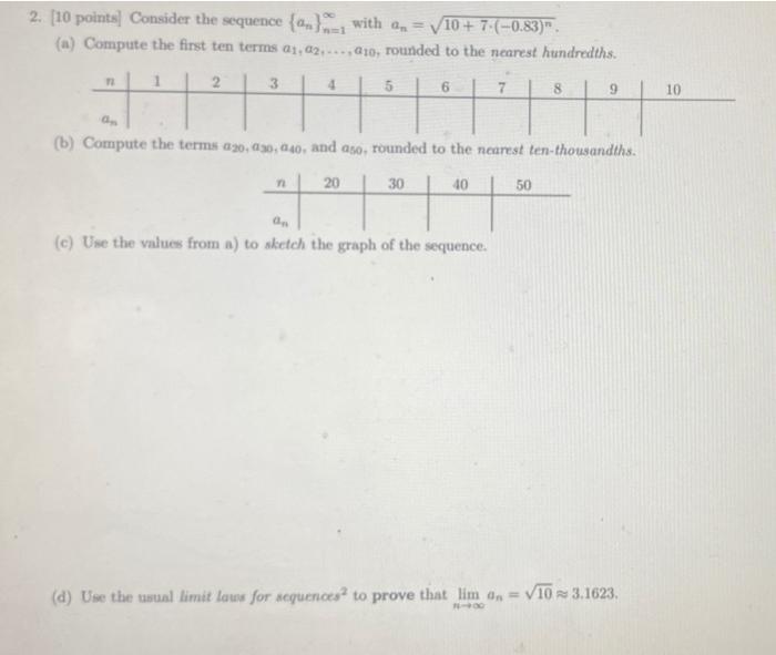 Solved 2 10 Points Consider The Sequence With 10 Chegg