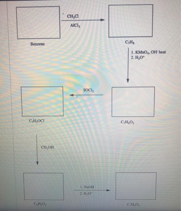 Solved CHÚC AICI Benzene CH 1 KMnO OH heat 2 H2O SOCI Chegg