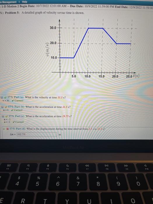 Solved A Detailed Graph A Velocity Versus Time Is Shown Chegg