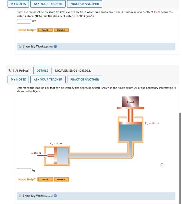 Solved Calculate The Absolute Pressure In KPa Exerted By Chegg