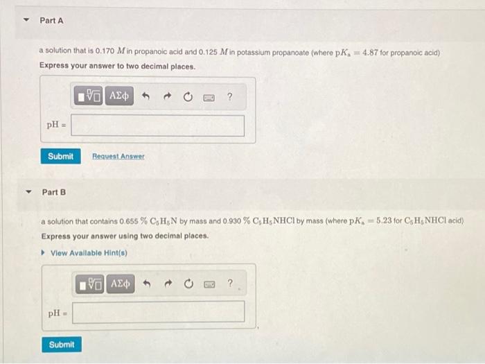 Solved A Solution That Is 0 170M In Propanoic Acid And Chegg