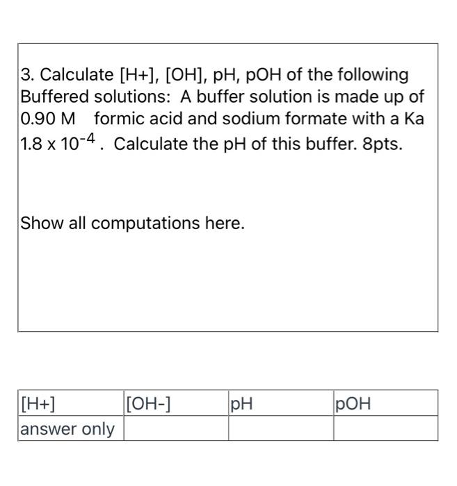 Solved Calculate H Oh Ph Poh Of The Following Chegg