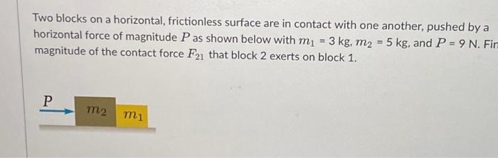 Solved Two Blocks On A Horizontal Frictionless Surface Are Chegg