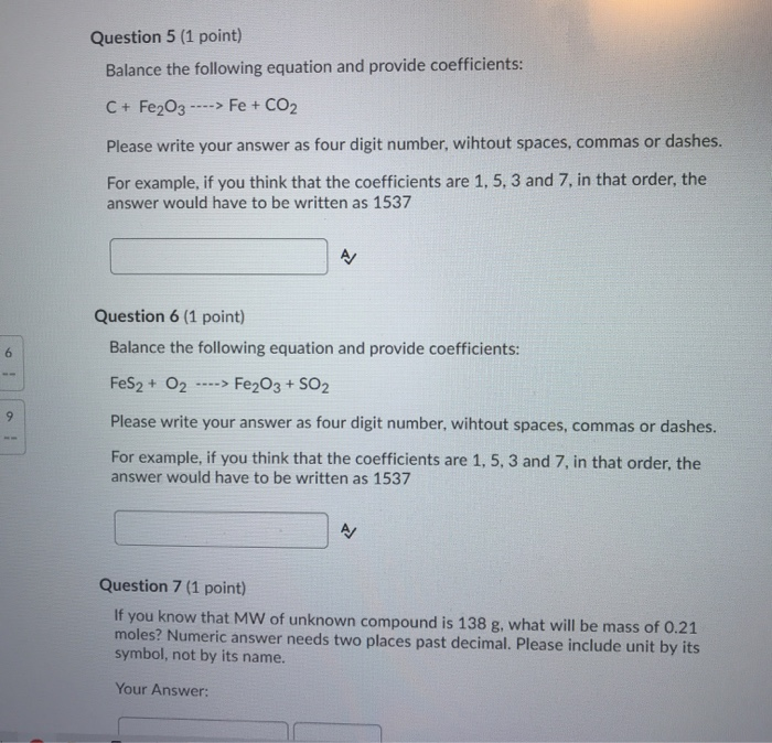 Solved Question 5 1 Point Balance The Following Equation Chegg