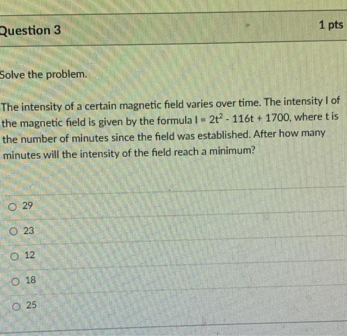 Solved Pts Question Solve The Problem The Intensity Of Chegg