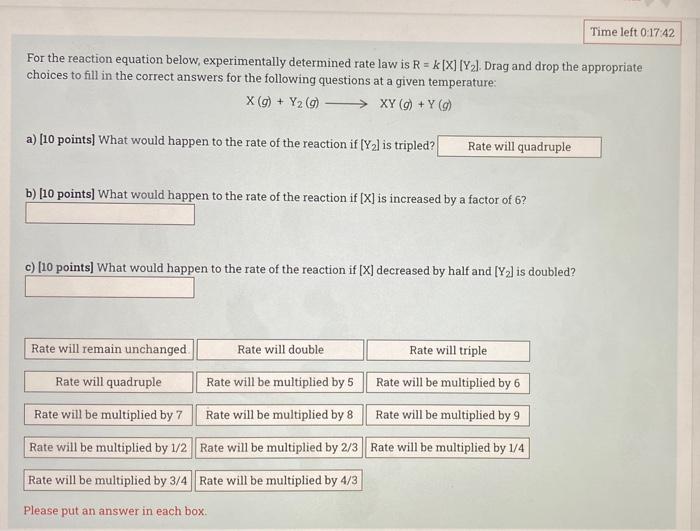 Solved For The Reaction Equation Below Experimentally Chegg