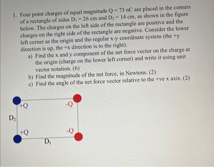 Solved Four Point Charges Of Equal Magnitude Q Nc Are Chegg