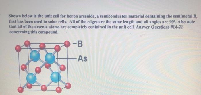 Solved Shown Below Is The Unit Cell For Boron Arsenide A Chegg