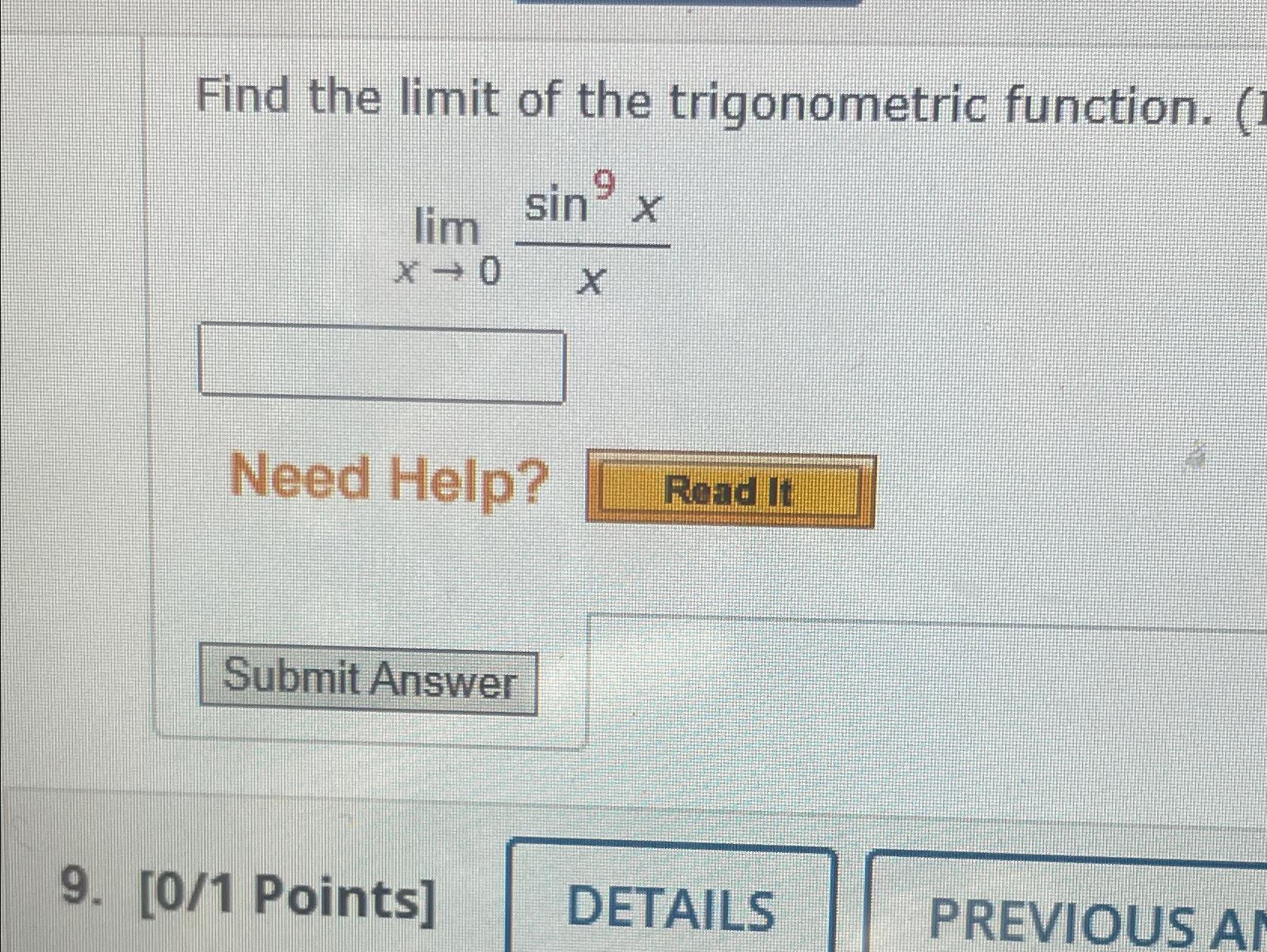 Solved Find The Limit Of The Trigonometric Chegg