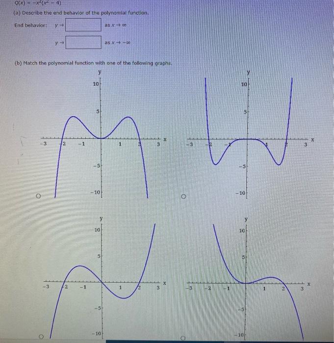 Solved Describe The End Behavior Of Each Polynomial A Y Chegg