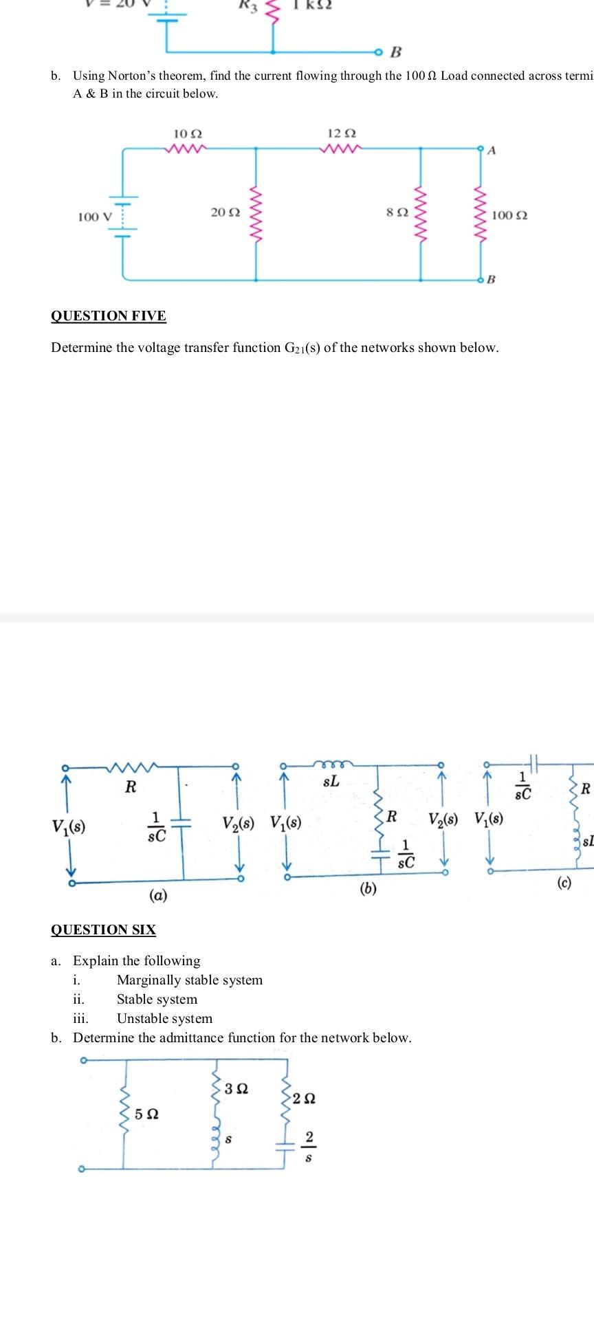 Solved B Using Norton S Theorem Find The Current Flowing Chegg