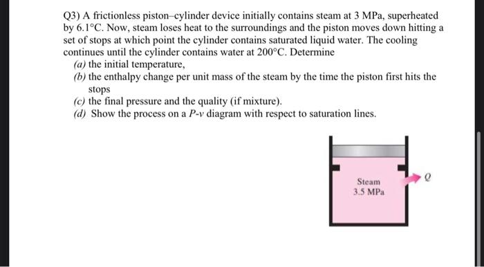 Solved Q3 A Frictionless Piston Cylinder Device Initially Chegg