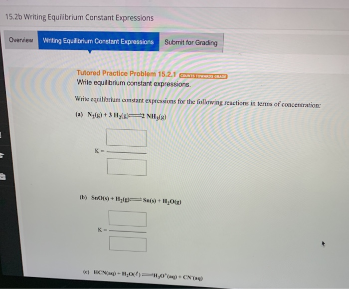 Solved 15 26 Writing Equilibrium Constant Expressions Chegg