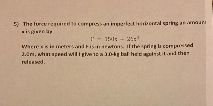 Solved The Force Required To Compress An Imperfect Chegg