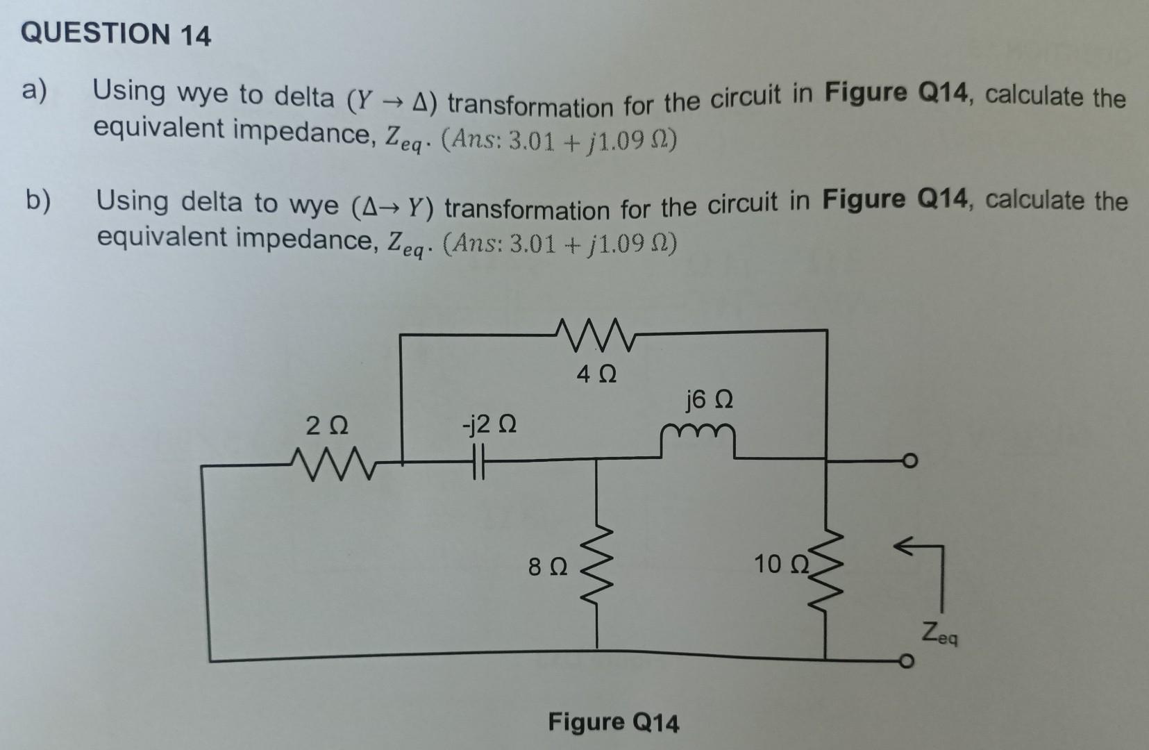 Solved a Using wye to delta YΔ transformation for the Chegg