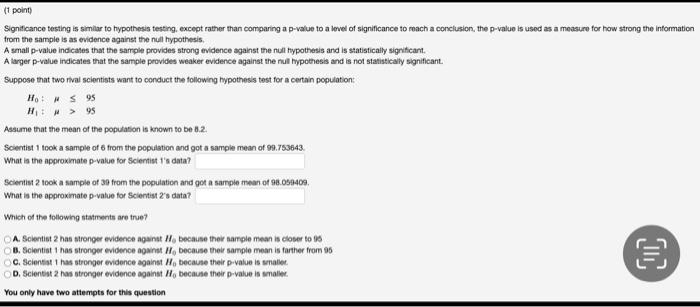 Solved Signilicance Testing Is Smilar To Hypothesis Testeng Chegg