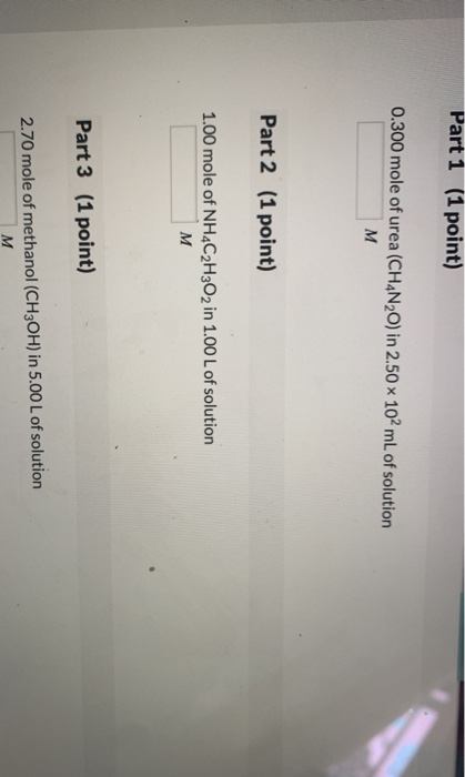 Solved Part Point Mole Of Urea Ch N In Chegg