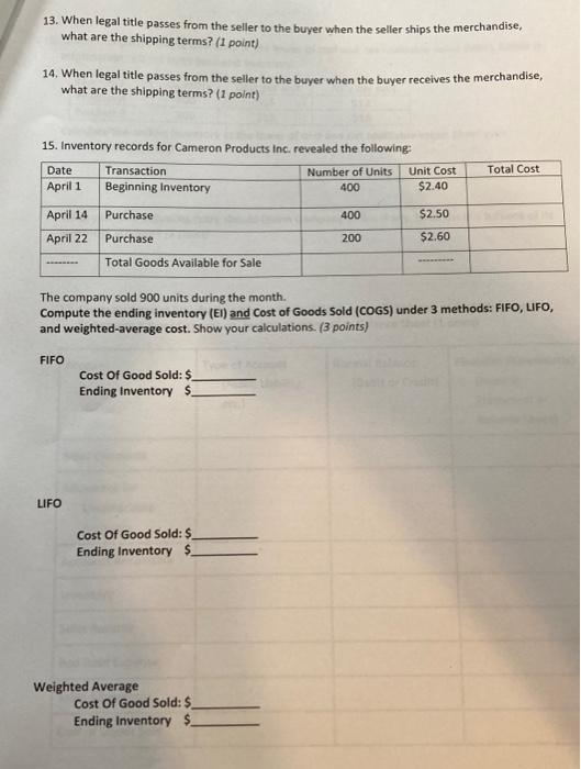 Solved Given The Following Year End Information Compute Chegg