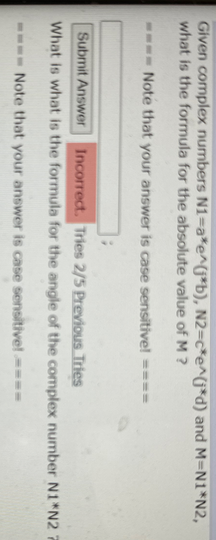 Solved Given Complex Numbers Chegg