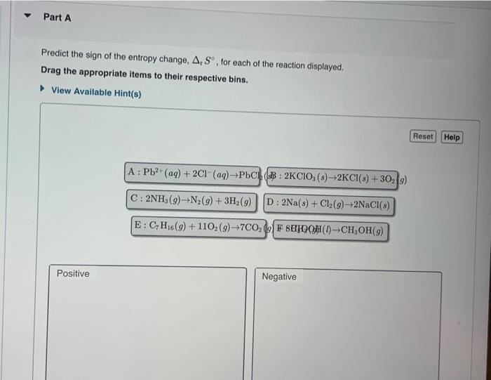 Solved Predict The Sign Of The Entropy Change Rs For Chegg