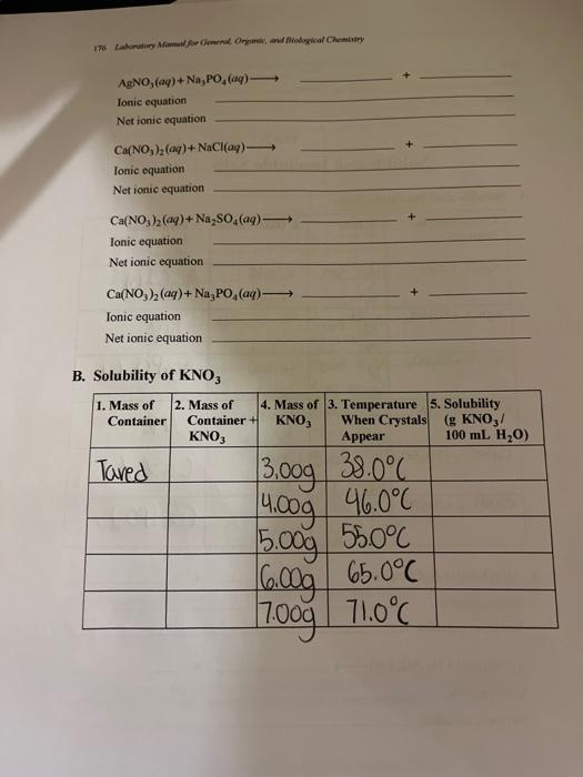 Solved What Is An Insoluble Salt Pre Lab Study Questions Chegg