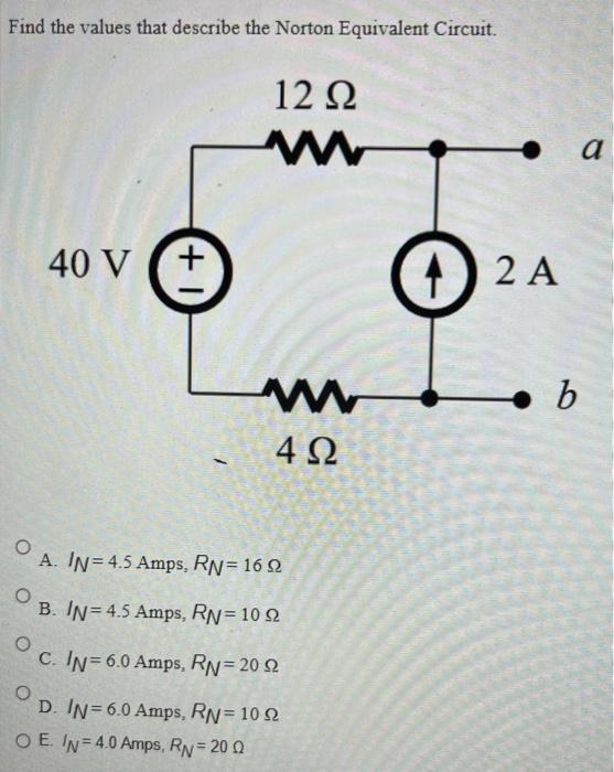 Solved Find The Values That Describe The Norton Equivalent Chegg