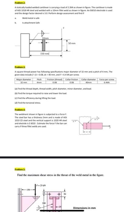 Solved The Weldment Shown In Figure Is Subjected To A Force Chegg