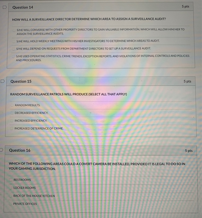 Solved Pts Question How Will A Surveillance Director Chegg