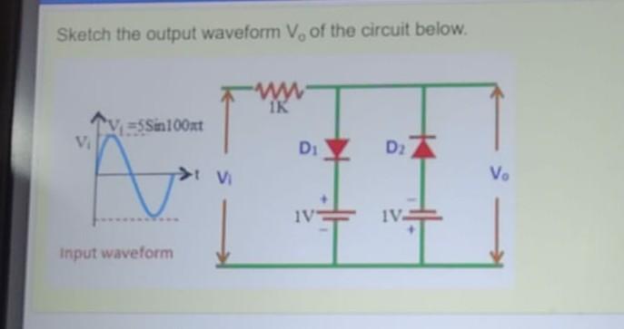 Solved Sketch The Output Waveform V Of The Circuit Below Chegg