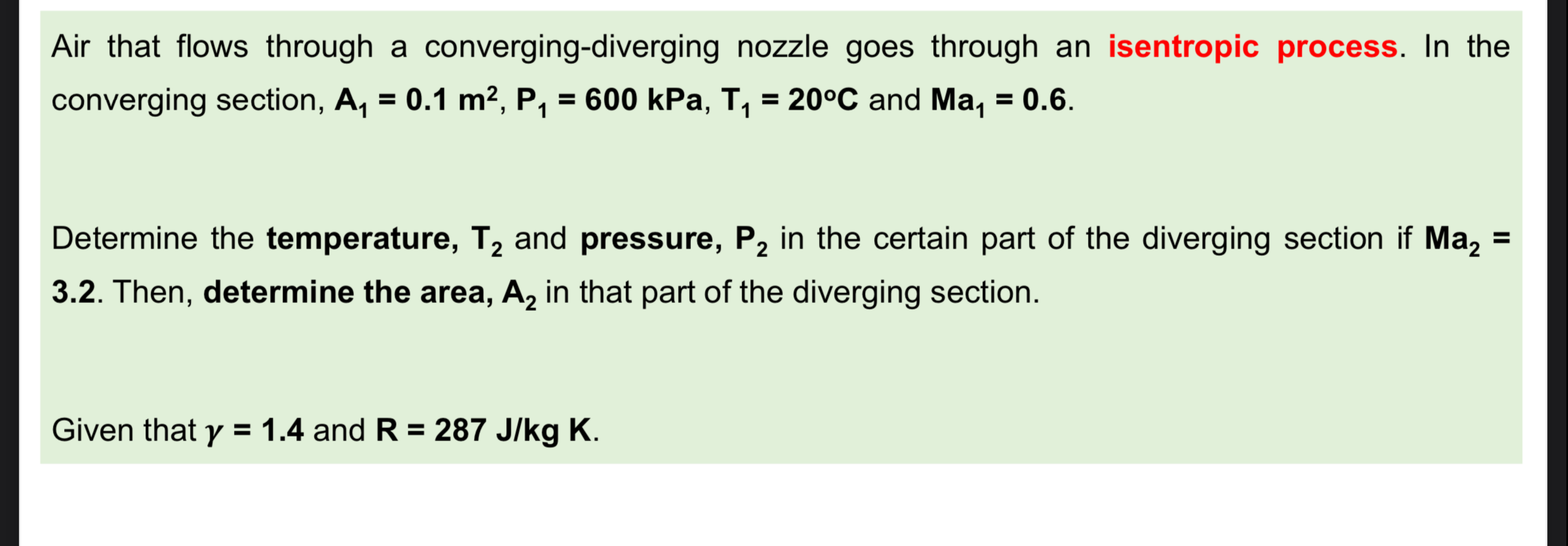 Solved Air That Flows Through A Converging Diverging Nozzle Chegg