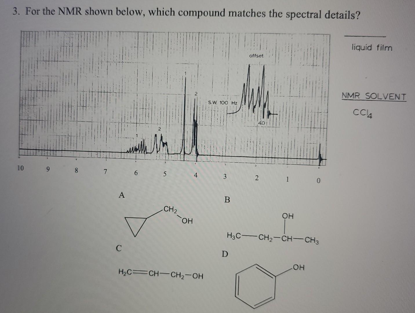 Solved Choose Which Matches The Nmr Chart Either A B C Chegg