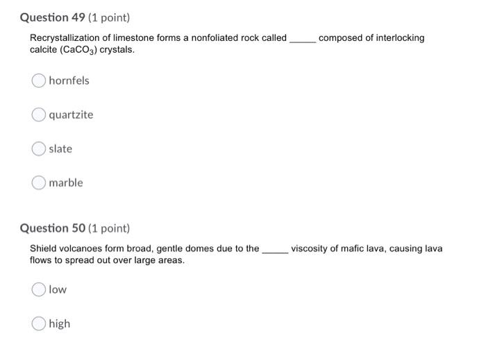 Solved Question Point Recrystallization Of Limestone Chegg