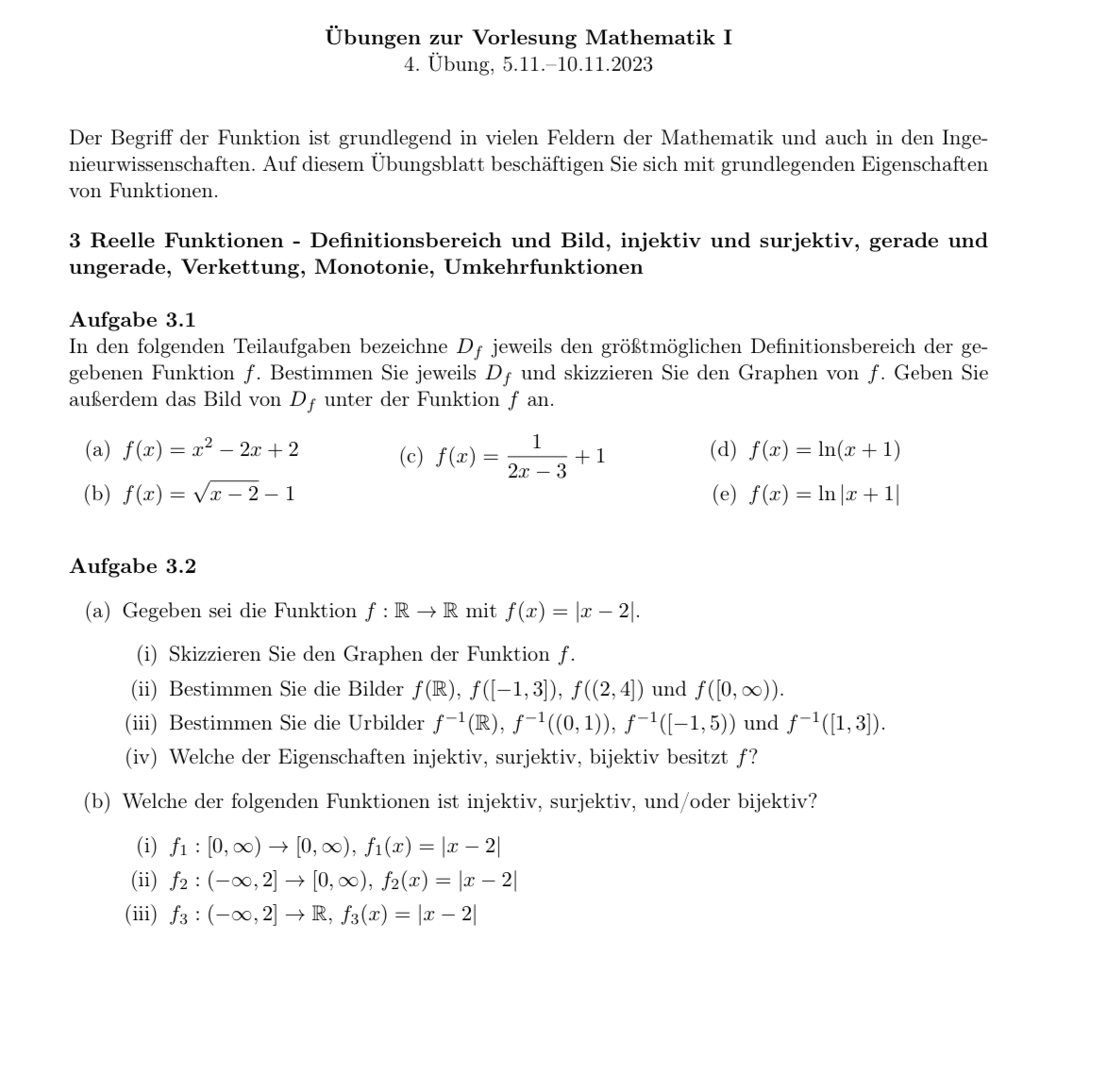 Übungen zur Vorlesung Mathematik Chegg